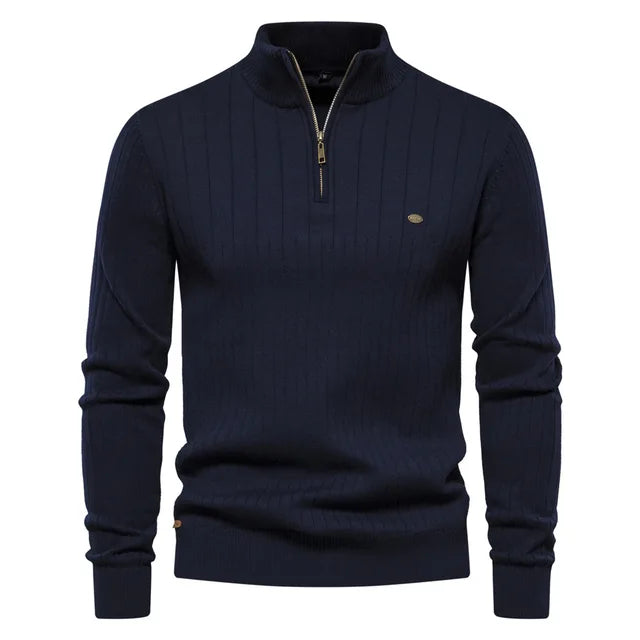 High-Quality Stand Collar Cotton Knitted Sweaters for Men