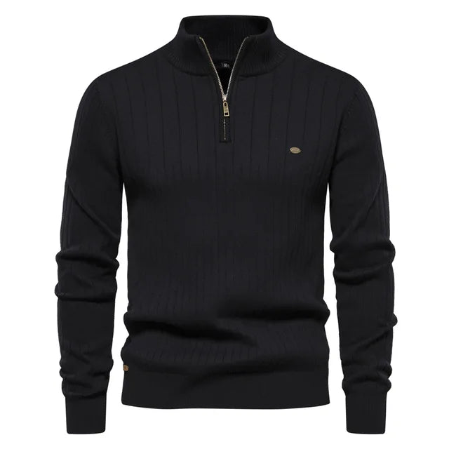 High-Quality Stand Collar Cotton Knitted Sweaters for Men